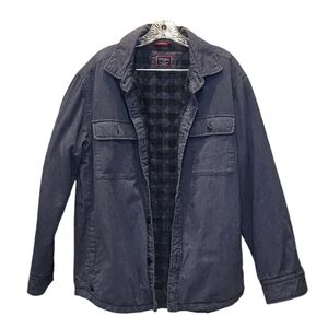 UNTUCKit Indigo Dark Blue Cotton Shacket Quilted Plaid Lining 4 Pockets men's L